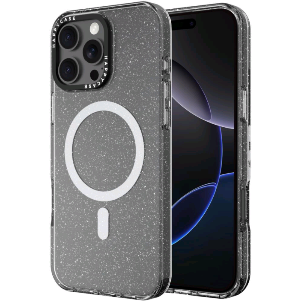 Θήκη iPhone 16 Pro Max HappyCase Joy Διάφανη Σκληρή με MagSafe - Sparkle Glitter (8719246462511)