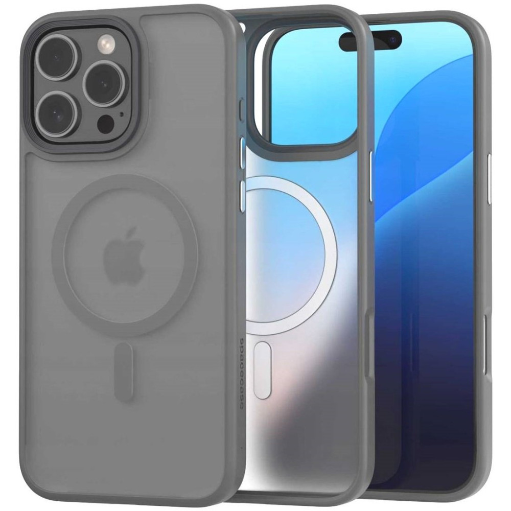 Θήκη iPhone 16 Pro Max Spacecase Hybrid MagSafe Σκληρή Ημιδιάφανη με MagSafe - Grey (5905719111892)