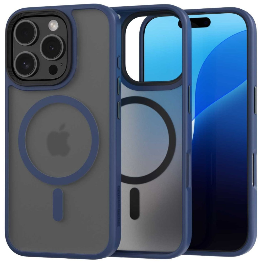 Θήκη iPhone 16 Pro Spacecase Hybrid MagSafe Σκληρή Ημιδιάφανη με MagSafe - Dark Blue (5905719111878)