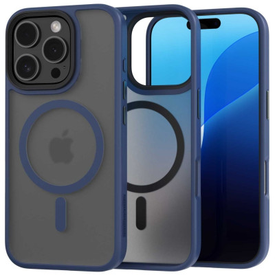 Θήκη iPhone 16 Pro Spacecase Hybrid MagSafe Σκληρή Ημιδιάφανη με MagSafe - Dark Blue (5905719111878)