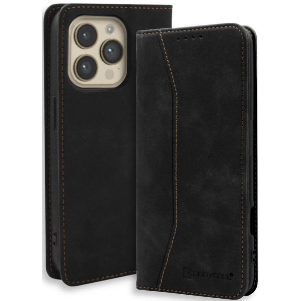Θήκη iPhone 16 Pro Bodycell Book Case Πορτοφόλι - Black (5206015079702)