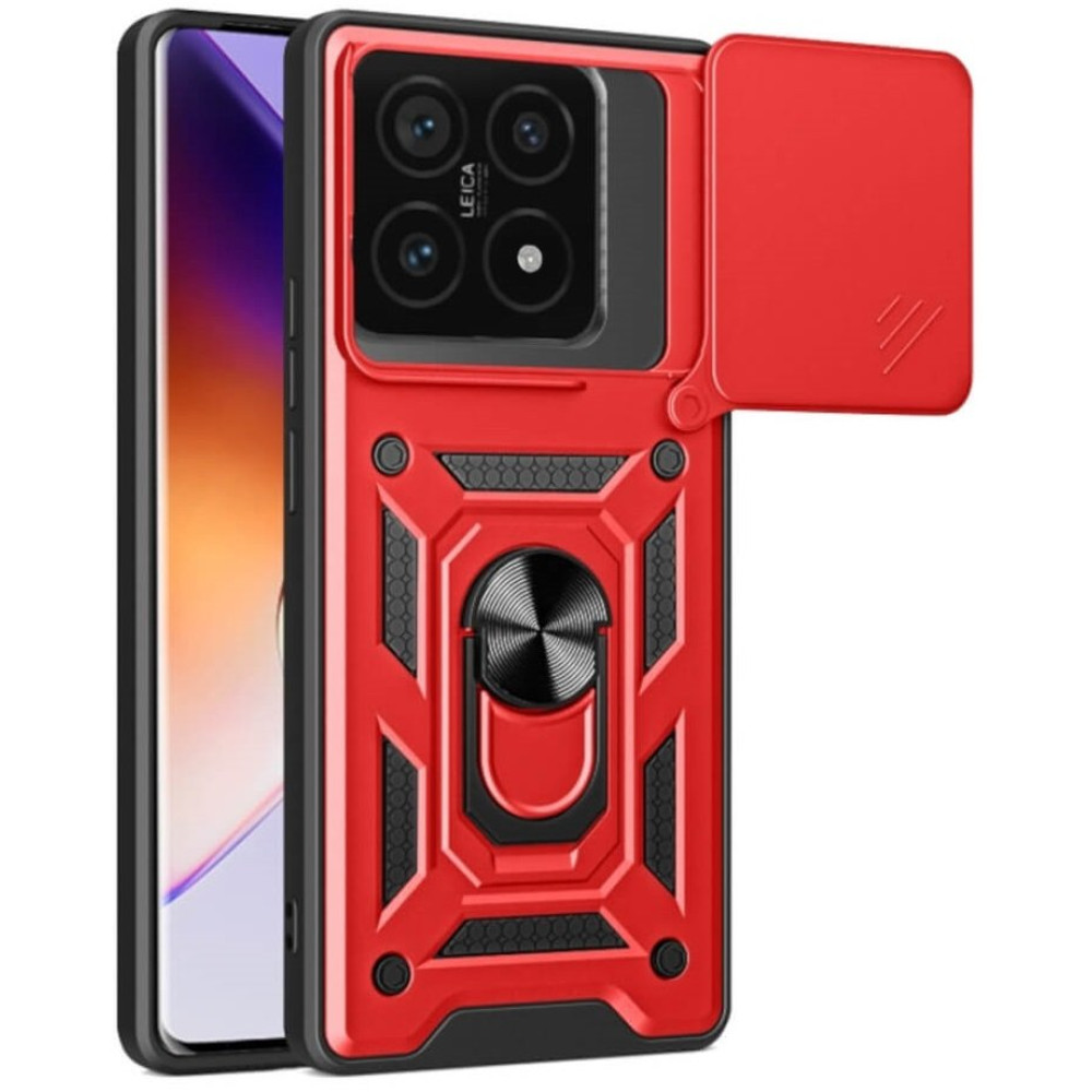 Θήκη Xiaomi 14T Bodycell Armor Slide Ανθεκτική με Κάλυμμα για την Κάμερα & Μεταλλικό Ring Holder - Red (5206015080203)