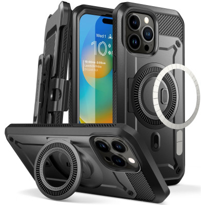 Θήκη iPhone 15 Pro Max Supcase Unicorn Beetle Pro Mag Ανθεκτική Full Body 360° με MagSafe - Black (843439138612)