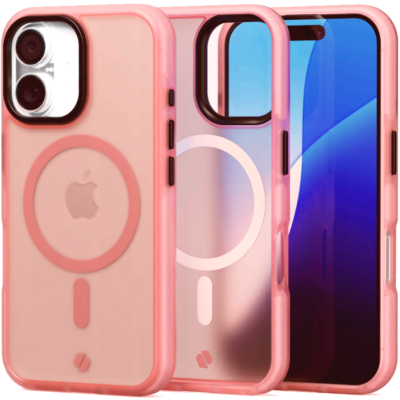 Θήκη iPhone 16 Spacecase Hybrid Fusion Mag Ημιδιάφανη Σκληρή με MagSafe - Pink (5905719112400)