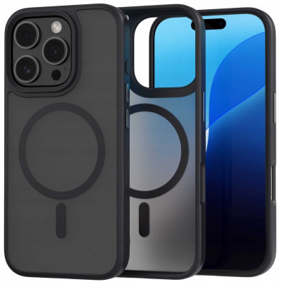 Θήκη iPhone 16 Pro Spacecase Hybrid MagSafe Σκληρή Ημιδιάφανη με MagSafe - Black (5905719111854)