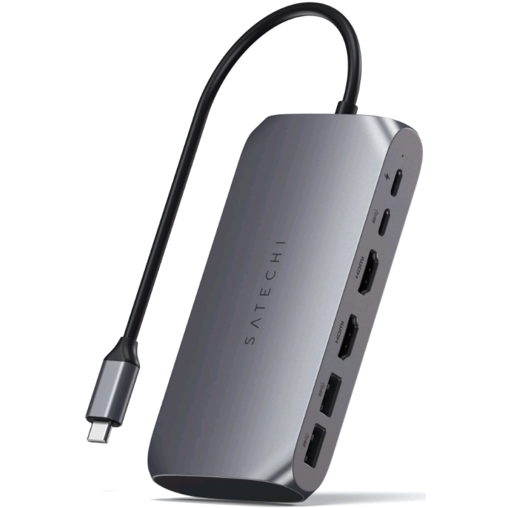 Αντάπτορας Satechi USB-C Multimedia M1 Type-C (male) σε 1 x Type-C 85W / 1 x Type-C 5Gbps / 2 x USB-A 5 Gbps / 1 x HDMI 4K 60Hz / 1 x HDMI 4K 30Hz - Space Grey (ST-UCM1HM)