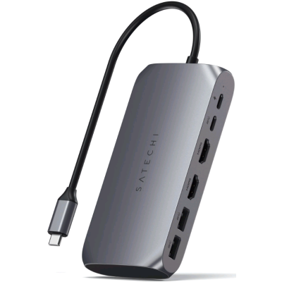 Αντάπτορας Satechi USB-C Multimedia M1 Type-C (male) σε 1 x Type-C 85W / 1 x Type-C 5Gbps / 2 x USB-A 5 Gbps / 1 x HDMI 4K 60Hz / 1 x HDMI 4K 30Hz - Space Grey (ST-UCM1HM)