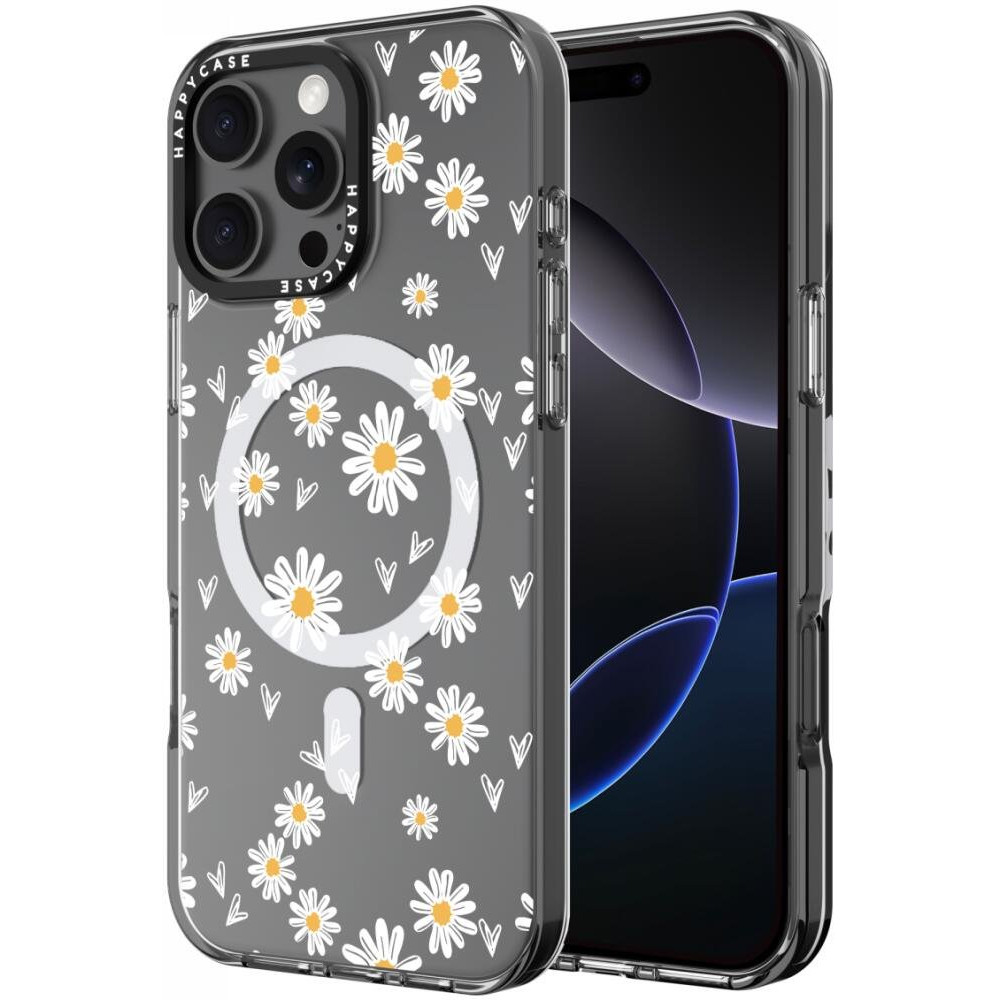 Θήκη iPhone 16 Pro Max HappyCase Joy Διάφανη Σκληρή με MagSafe - Daisy Hearts (8719246462436)