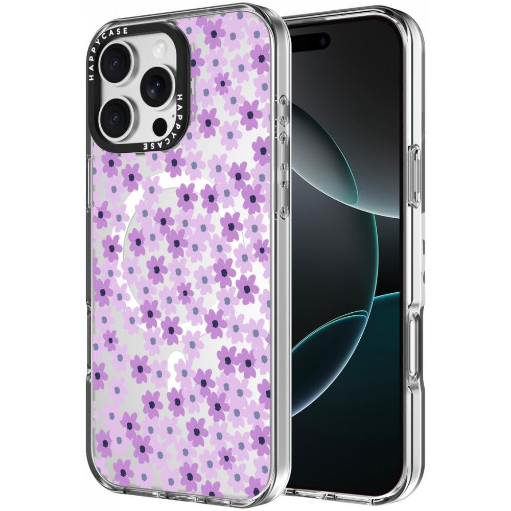 Θήκη iPhone 16 Pro Max HappyCase Joy Διάφανη Σκληρή με MagSafe - Purple Floral (8719246462443)