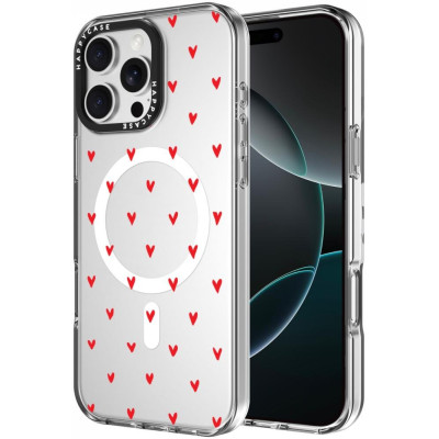 Θήκη iPhone 16 Pro Max HappyCase Joy Διάφανη Σκληρή με MagSafe - Love Hearts (8719246462467)