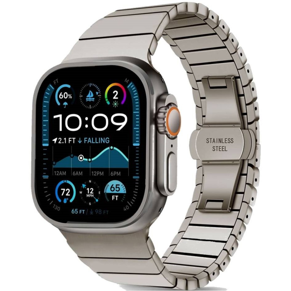 Λουράκι Apple Watch Ultra2/Ultra1/SE/10/9/8/7/6/5/4 (49/46/45/44mm) Tech-Protect Linkband από Ανοξείδωτο Ατσάλι - Titanium (5906302370955)