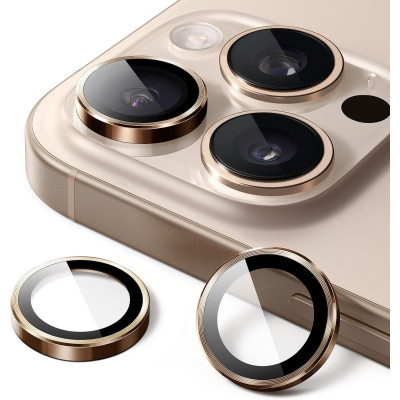 Tempered Glass iPhone 16 Pro / 16 Pro Max Spacecase QuickFit Camera Glass Αντιχαρακτικό Γυαλί Προστασίας για Φακό Κάμερας 2 Τεμάχια - Desert Titanium (5905719112721)