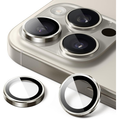 Tempered Glass iPhone 15 Pro / 15 Pro Max Spacecase QuickFit Camera Glass Αντιχαρακτικό Γυαλί Προστασίας για Φακό Κάμερας 2 Τεμάχια - Titanium (5905719112660)