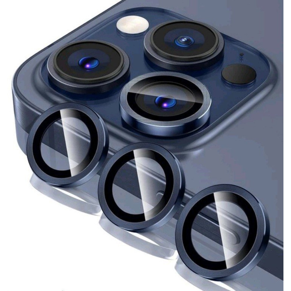 Tempered Glass iPhone 15 Pro / 15 Pro Max Spacecase QuickFit Camera Glass Αντιχαρακτικό Γυαλί Προστασίας για Φακό Κάμερας 2 Τεμάχια - Dark Blue (5905719112677)