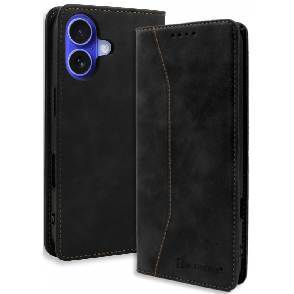 Θήκη iPhone 16 Bodycell Book Case Πορτοφόλι - Black (5206015079603)