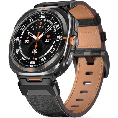 Λουράκι Samsung Galaxy Watch Ultra 2025 / 2024 47mm Tech-Protect Delta Pro Δερμάτινο - Leather Black (5906302376377)