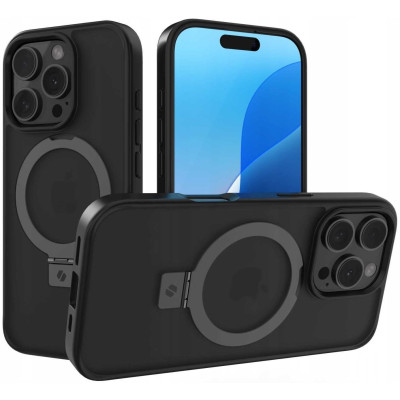 Θήκη iPhone 16 Pro Spacecase Ring Pro Mag Σκληρή με MagSafe & KickStand - Black (5905719112202)