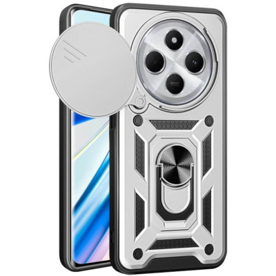 Θήκη Xiaomi Redmi 14C / Poco C75 Bodycell Armor Slide Ανθεκτική με Κάλυμμα για την Κάμερα & Μεταλλικό Ring Holder - Silver (5206015080302)