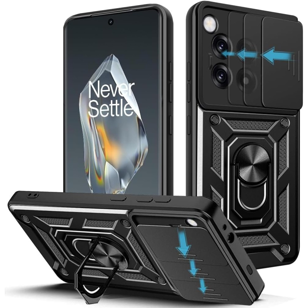 Θήκη OnePlus 12R Bodycell Armor Slide Ανθεκτική με Κάλυμμα για την Κάμερα & Μεταλλικό Ring Holder - Black (5206015080135)