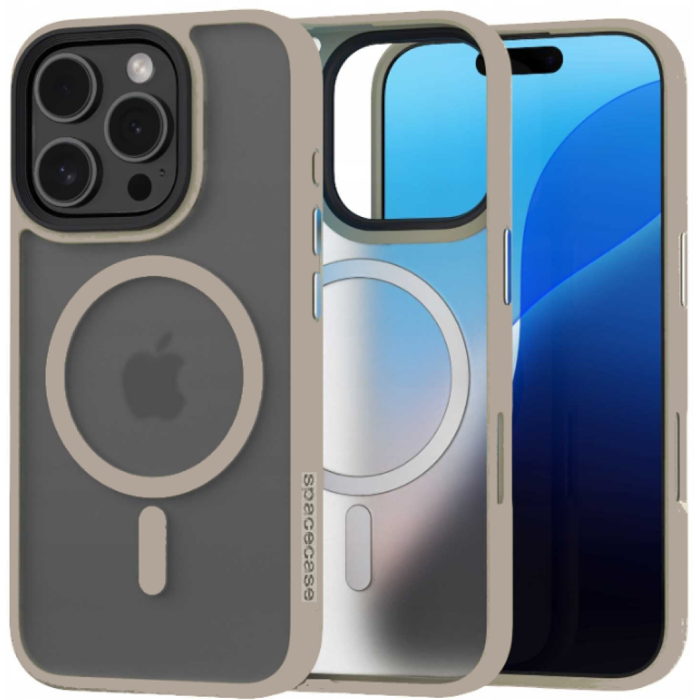 Θήκη iPhone 16 Pro Spacecase Hybrid MagSafe Σκληρή Ημιδιάφανη με MagSafe - Desert Titanium (5905719112028)
