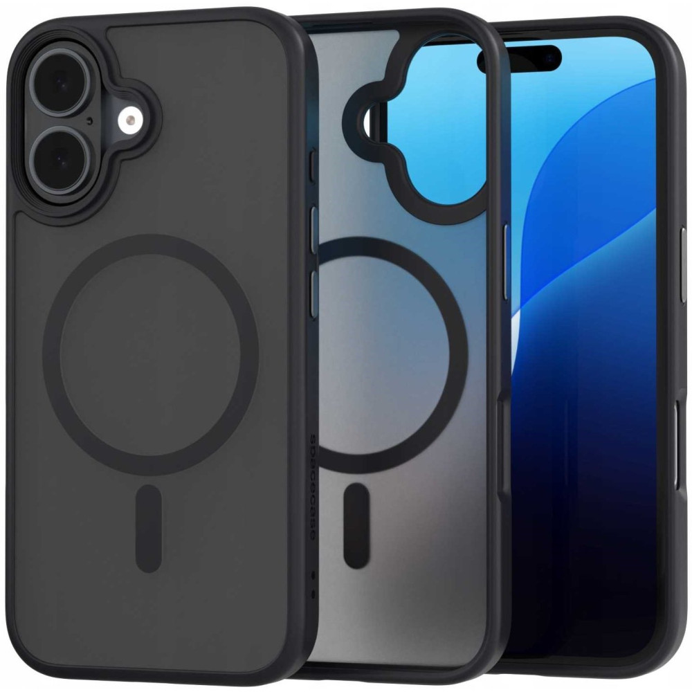 Θήκη iPhone 16 Spacecase Hybrid MagSafe Σκληρή Ημιδιάφανη με MagSafe - Black (5905719111830)