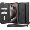 Θήκη iPhone 15 Pro Spigen Wallet S Pro Ανθεκτικό Πορτοφόλι με Αποσπώμενο Λουράκι Χειρός / Λαιμού - Black (ACS06740)
