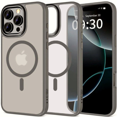 Θήκη iPhone 16 Pro Tech-Protect MagEdge Σκληρή Ημιδιάφανη με MagSafe & Μεταλλικό Πλαίσιο Κάμερας - Titanium / Gunmetal (5906302372317)