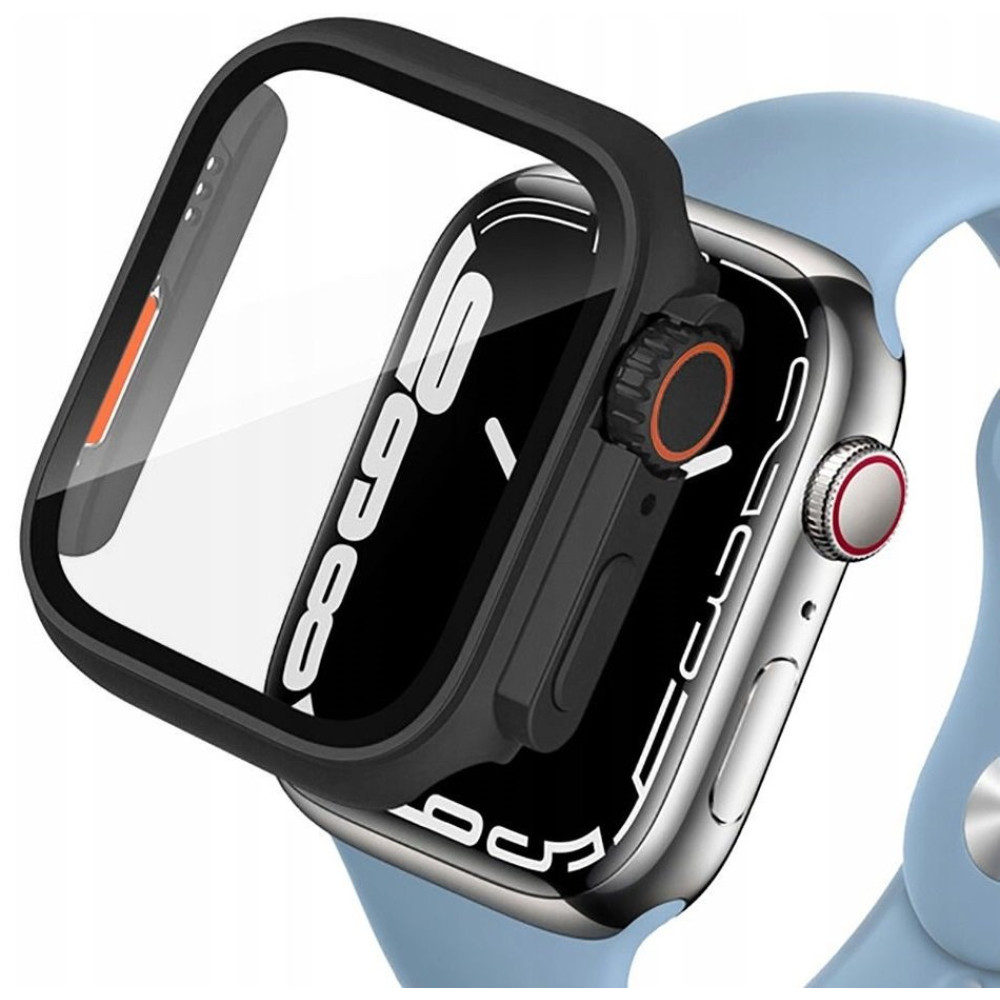 Θήκη Apple Watch SE / 6 / 5 / 4 (44mm) Tech-Protect Defence360 με Tempered Glass - Black / Orange (9490713934784)