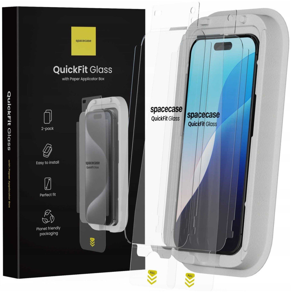 Tempered Glass iPhone 16 Pro Max Spacecase QuickFit Glass Αντιχαρακτικό Γυαλί Προστασίας Οθόνης με Απλικατέρ QuickFit 2 Τεμάχια - Clear (5905719112868)