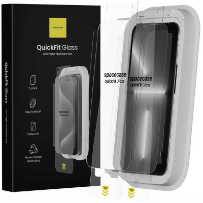 Tempered Glass iPhone 14 Plus / 13 Pro Max Spacecase QuickFit Glass Αντιχαρακτικό Γυαλί Προστασίας Οθόνης με Απλικατέρ QuickFit 2 Τεμάχια - Clear (5905719112783)