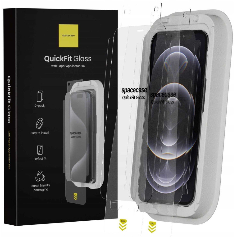 Tempered Glass iPhone 12 Pro Max Spacecase QuickFit Glass Αντιχαρακτικό Γυαλί Προστασίας Οθόνης με Απλικατέρ QuickFit 2 Τεμάχια - Clear (5905719112769)