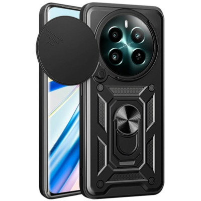 Θήκη Realme 12 4G / 12 Plus Bodycell Armor Slide Ανθεκτική με Κάλυμμα για την Κάμερα & Μεταλλικό Ring Holder - Black (5206015078668)