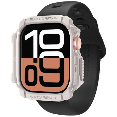 Θήκη Apple Watch 11 / 10 46mm Spigen Rugged Armor Ανθεκτική Σιλικόνης - Dune Beige (ACS08600)