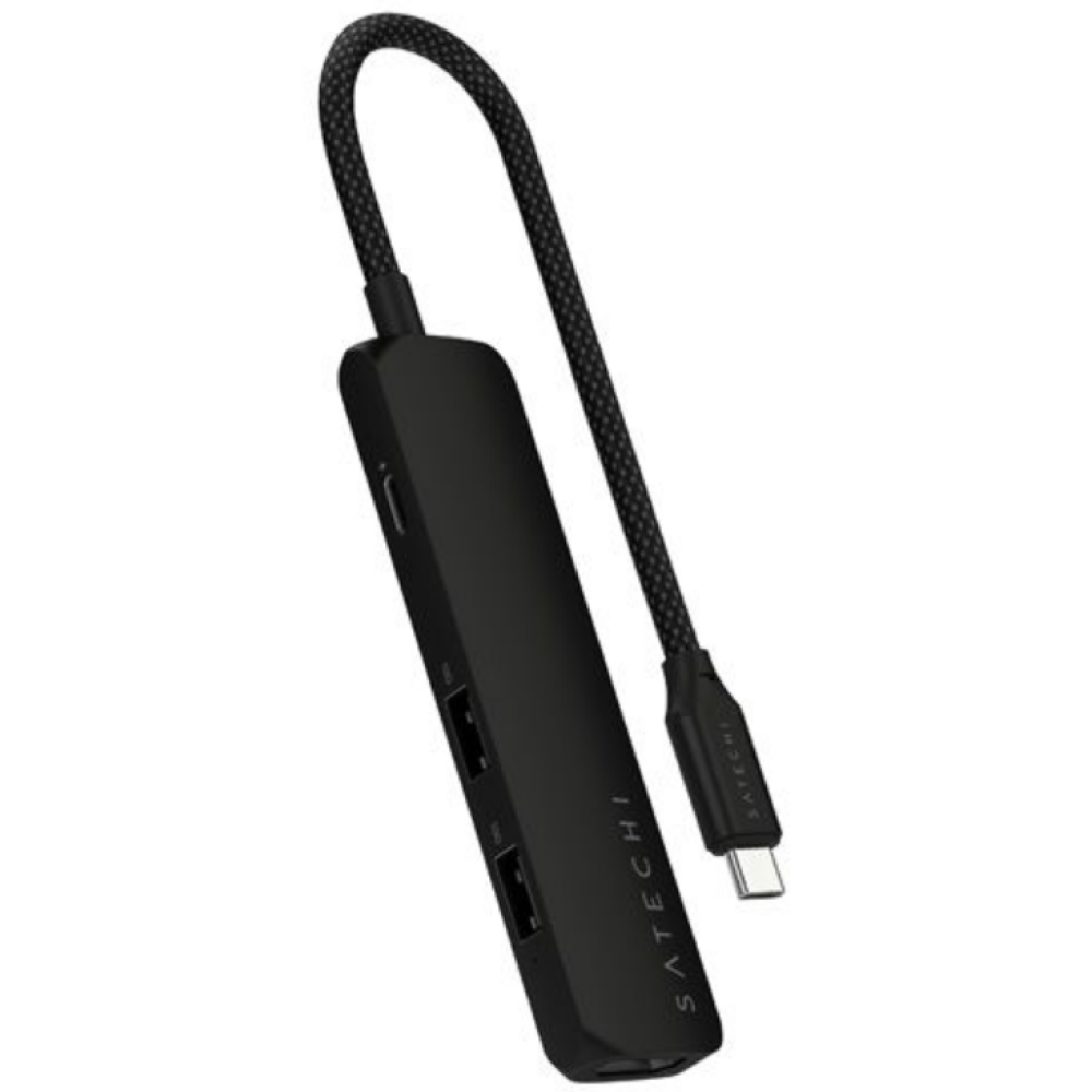 Αντάπτορας Satechi 4in1 USB-C Slim Multiport 4K Adapter Type-C (male) σε 2 x USB-A 10Gbps 1 x Type-C 85W 1 x HDMI 4K - Black (ST-P4SK)