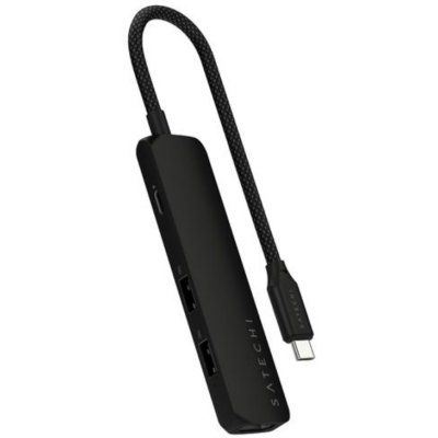 Αντάπτορας Satechi 4in1 USB-C Slim Multiport 4K Adapter Type-C (male) σε 2 x USB-A 10Gbps 1 x Type-C 85W 1 x HDMI 4K - Black (ST-P4SK)
