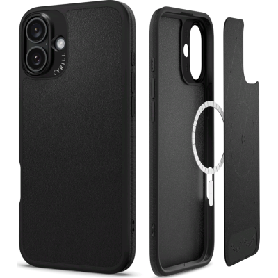 Θήκη iPhone 16 Spigen Cyrill Kajuk Mag Σκληρή με MagSafe από Vegan Δέρμα - Black (ACS08411)
