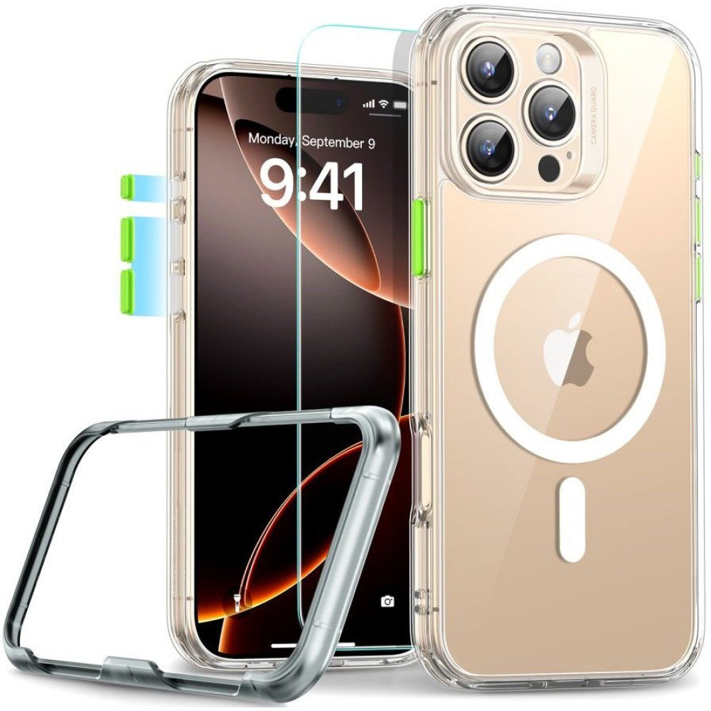 Θήκη & Tempered Glass iPhone 16 Pro ESR Classic Pro Set Ανθεκτική με MagSafe / Εναλλάξιμα Κουμπιά & Αντιχαρακτικό Γυαλί Προστασίας Οθόνης - Clear (4894240221877)