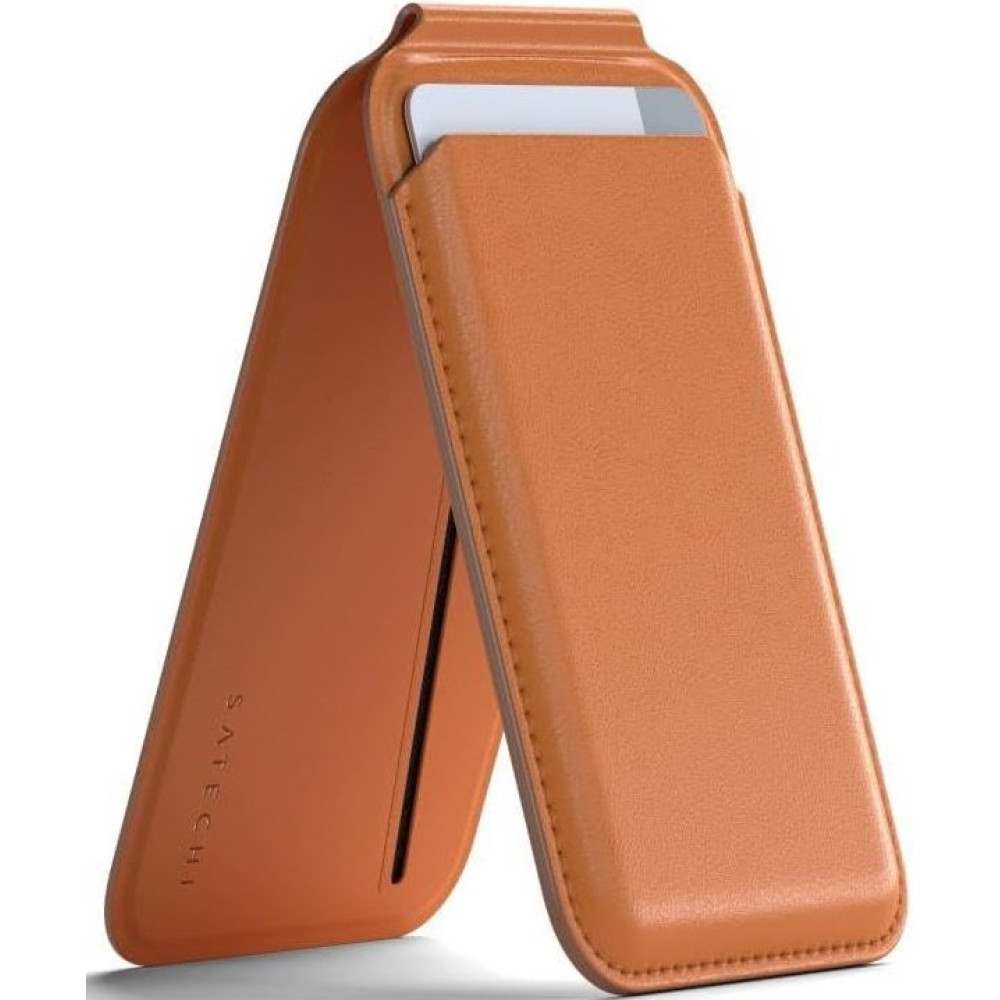 Θήκη / Πορτοφόλι Satechi Vegan Wallet Stand με MagSafe για Κάρτες / Αναδιπλούμενη Βάση από Δέρμα Vegan - Orange (ST-VLWO)