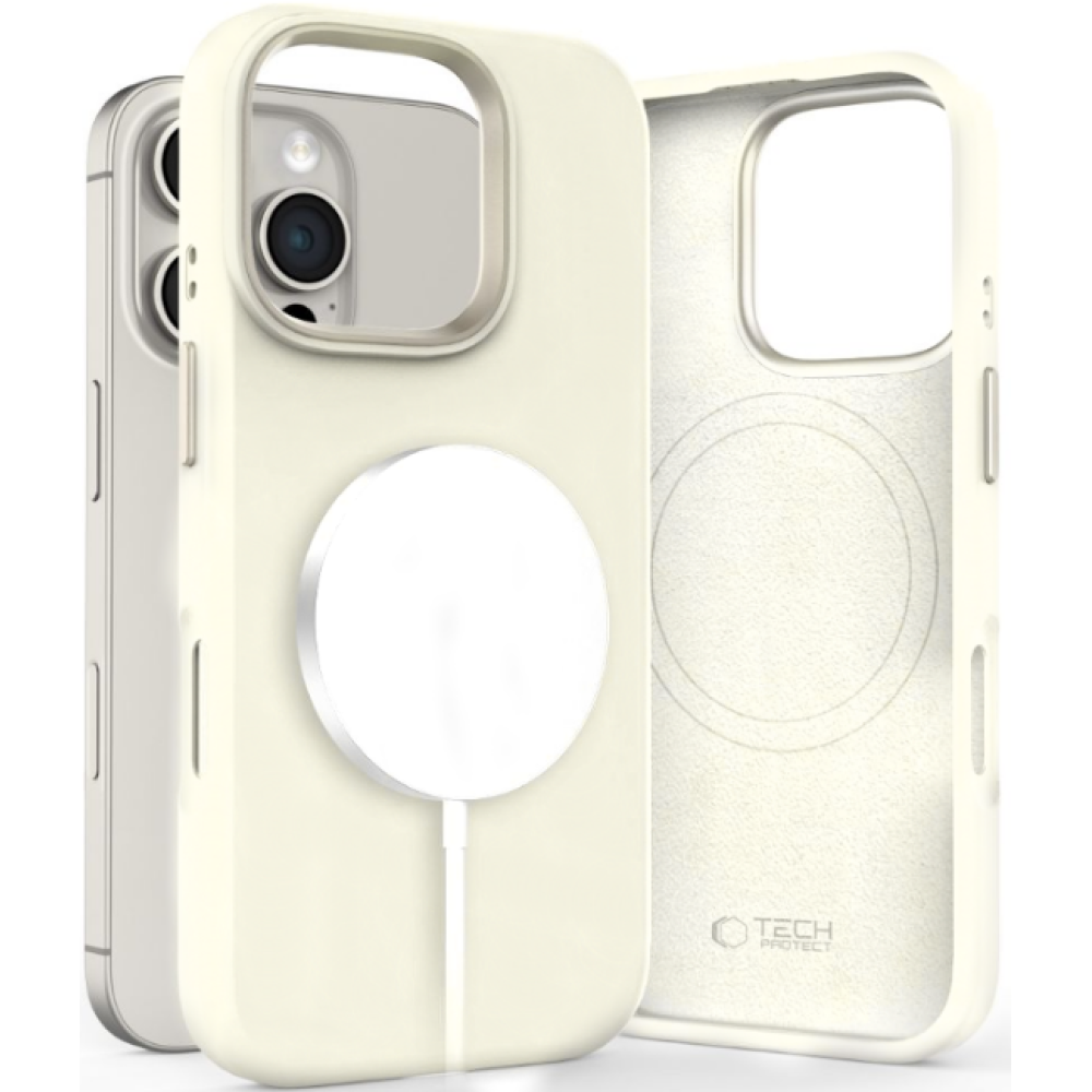 Θήκη iPhone 16 Pro Tech-Protect Silicone Pure MagSafe Σιλικόνης με MagSafe - Cosmic Latte (5906302372584)