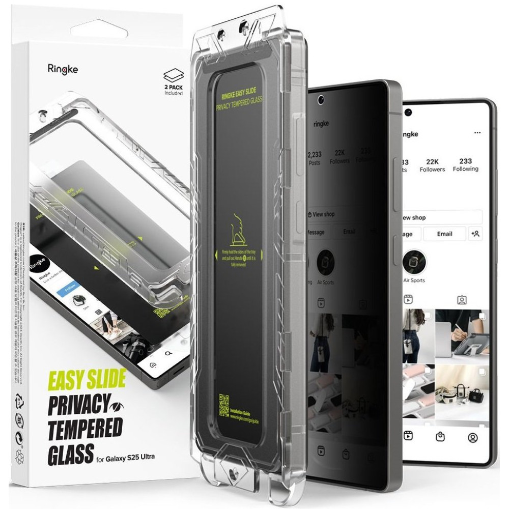 Tempered Glass Samsung Galaxy S25 Ultra Ringke Easy Slide Privacy Αντιχαρακτικό Γυαλί Προστασίας Απορρήτου Οθόνης 2 Τεμάχια (8800274969476)
