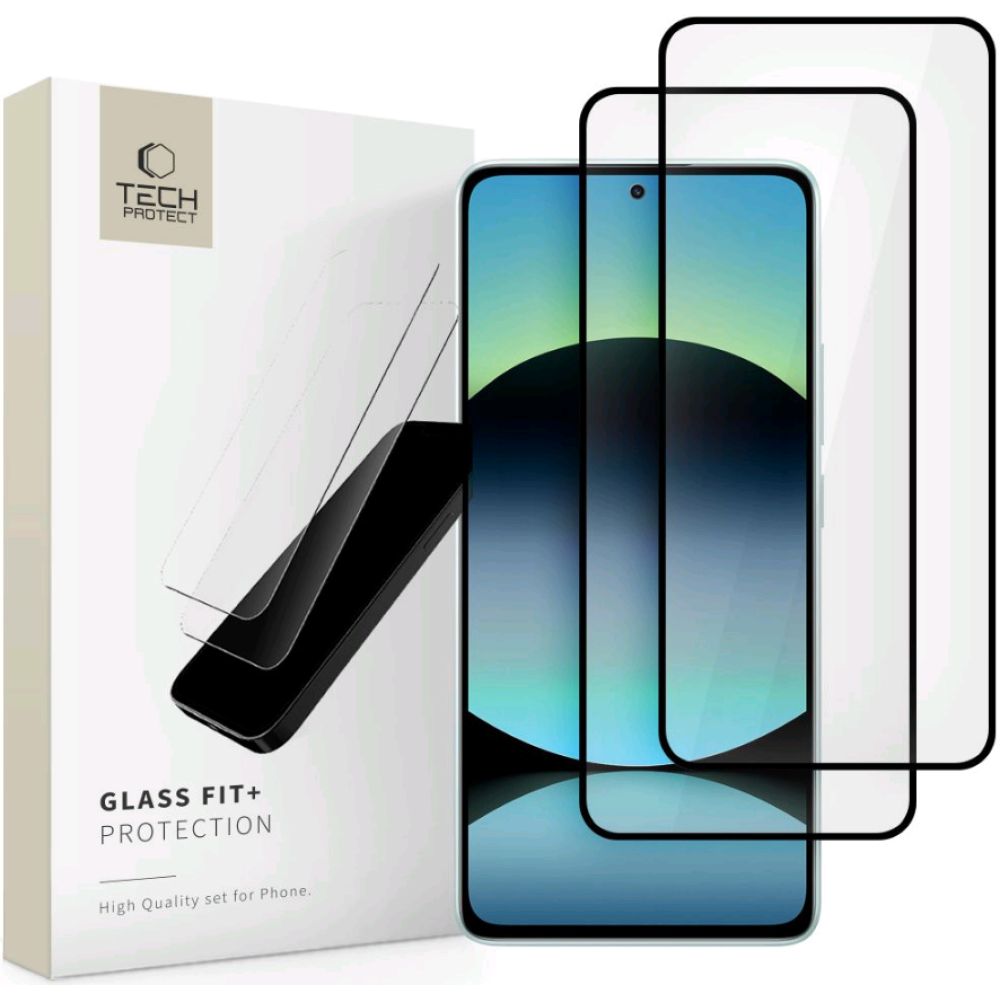 Tempered Glass Xiaomi Redmi Note 14 5G / Redmi Note 14 4G / Poco M7 Pro 5G Tech-Protect Glass Fit+ FullFace Αντιχαρακτικό Γυαλί Προστασίας Οθόνης 2 Τεμάχια - Black (5906302361281)