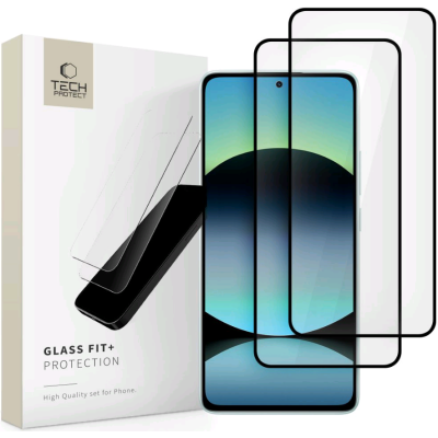 Tempered Glass Xiaomi Redmi Note 14 5G / Redmi Note 14 4G / Poco M7 Pro 5G Tech-Protect Glass Fit+ FullFace Αντιχαρακτικό Γυαλί Προστασίας Οθόνης 2 Τεμάχια - Black (5906302361281)