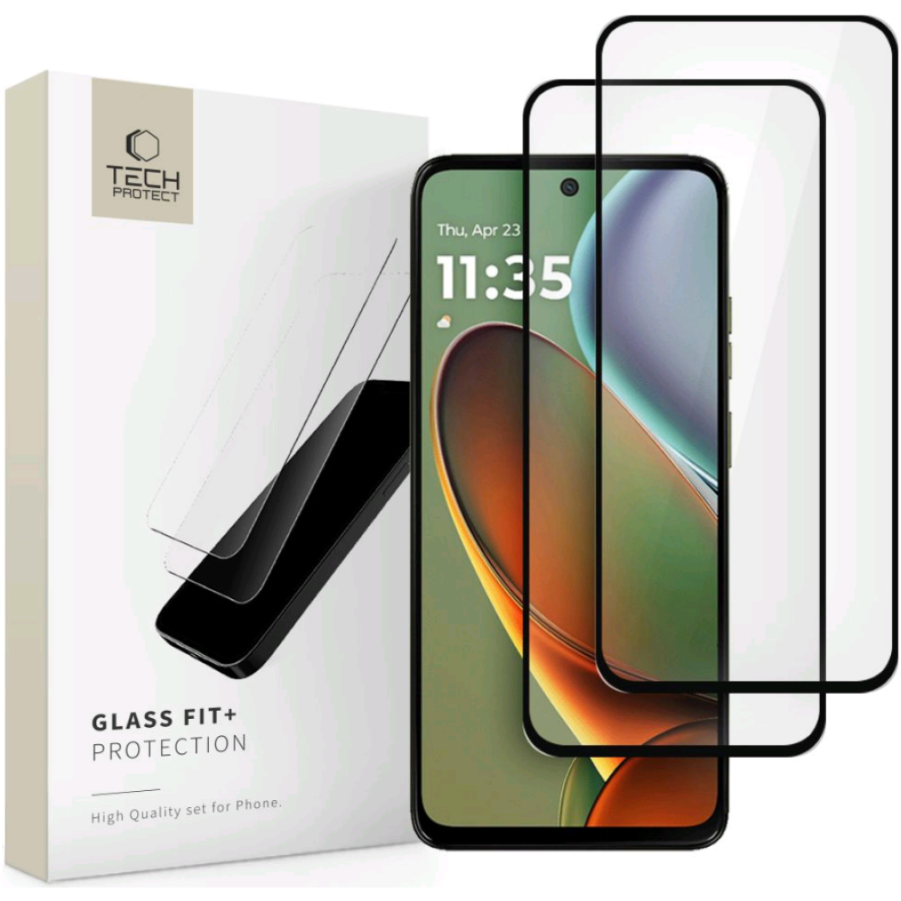 Tempered Glass Motorola Moto G15 / G15 Power / G05 / E15 Tech-Protect Glass Fit+ FullFace Αντιχαρακτικό Γυαλί Προστασίας Οθόνης 2 Τεμάχια - Black (5906302361236)