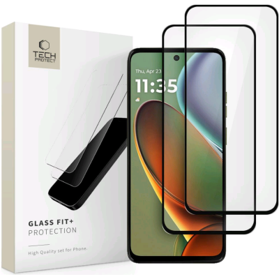 Tempered Glass Motorola Moto G15 / G15 Power / G05 / E15 Tech-Protect Glass Fit+ FullFace Αντιχαρακτικό Γυαλί Προστασίας Οθόνης 2 Τεμάχια - Black (5906302361236)
