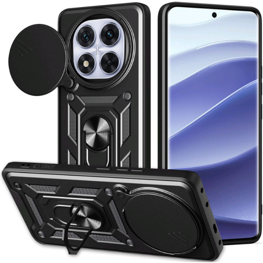 Θήκη Xiaomi Redmi Note 14 Pro 5G / Poco X7 Tech-Protect Camshield Pro Ανθεκτική με Κάλυμμα για την Κάμερα & Ring Holder - Matte Black (5906302361472)