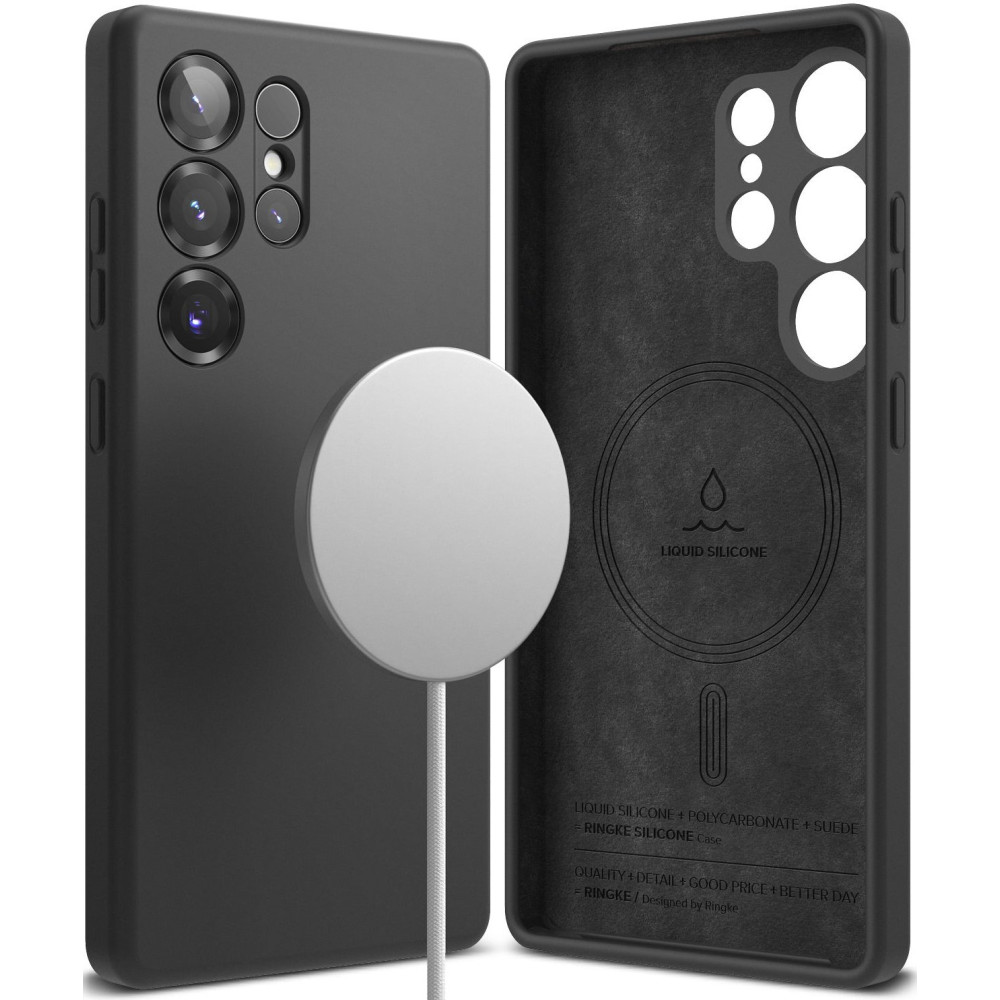 Θήκη Samsung Galaxy S25 Ultra Ringke Silicone Magnetic Ανθεκτική Σιλικόνης με MagSafe - Black (8800274969278)