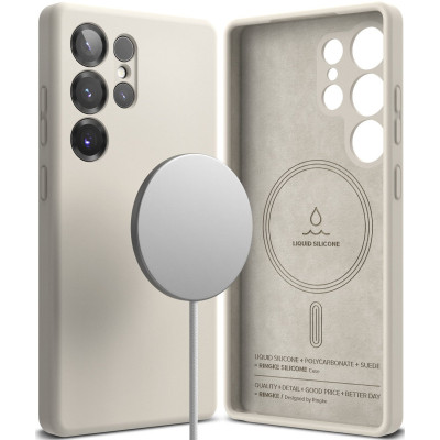 Θήκη Samsung Galaxy S25 Ultra Ringke Silicone Magnetic Ανθεκτική Σιλικόνης με MagSafe - Stone (8800274969315)