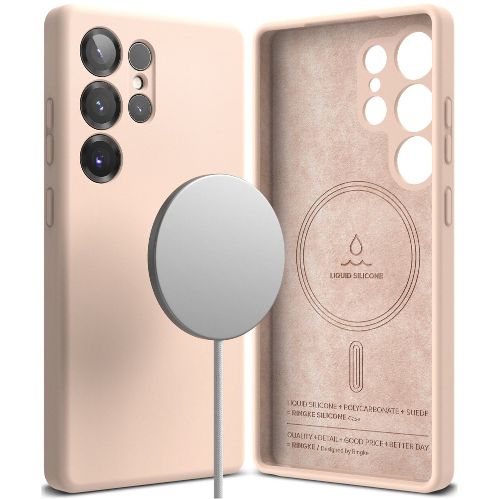 Θήκη Samsung Galaxy S25 Ultra Ringke Silicone Magnetic Ανθεκτική Σιλικόνης με MagSafe - Pink Sand (8800274969339)