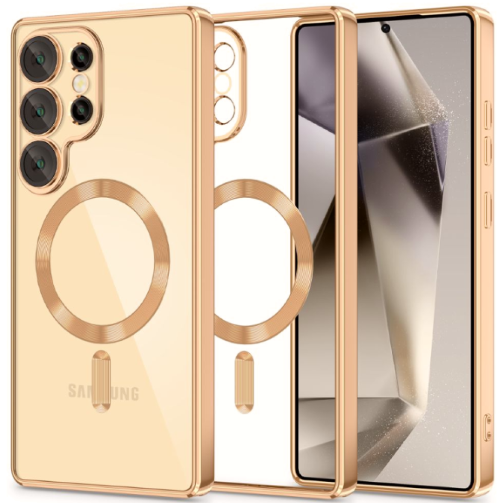 Θήκη Samsung Galaxy S25 Ultra Tech-Protect MagFlex Διάφανη Σιλικόνης με MagSafe - Shiny Gold (5906302360062)