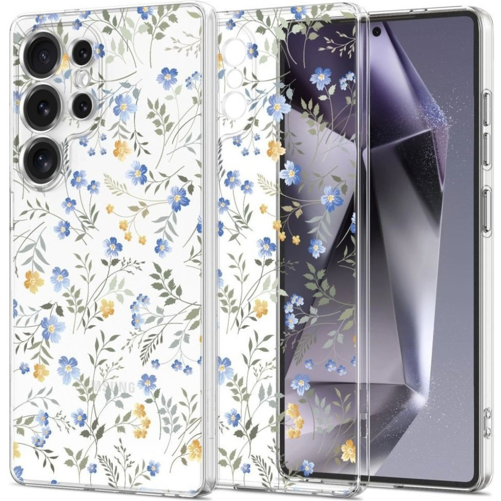 Θήκη Samsung Galaxy S25 Ultra Tech-Protect FlexAir Plus Διάφανη Σιλικόνης - Spring Flowers (5906302360451)